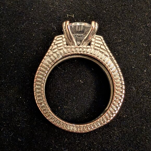 Vintage Sterling Silver Faux Diamond Art Deco Ring Size 5 - Picture 5 of 6